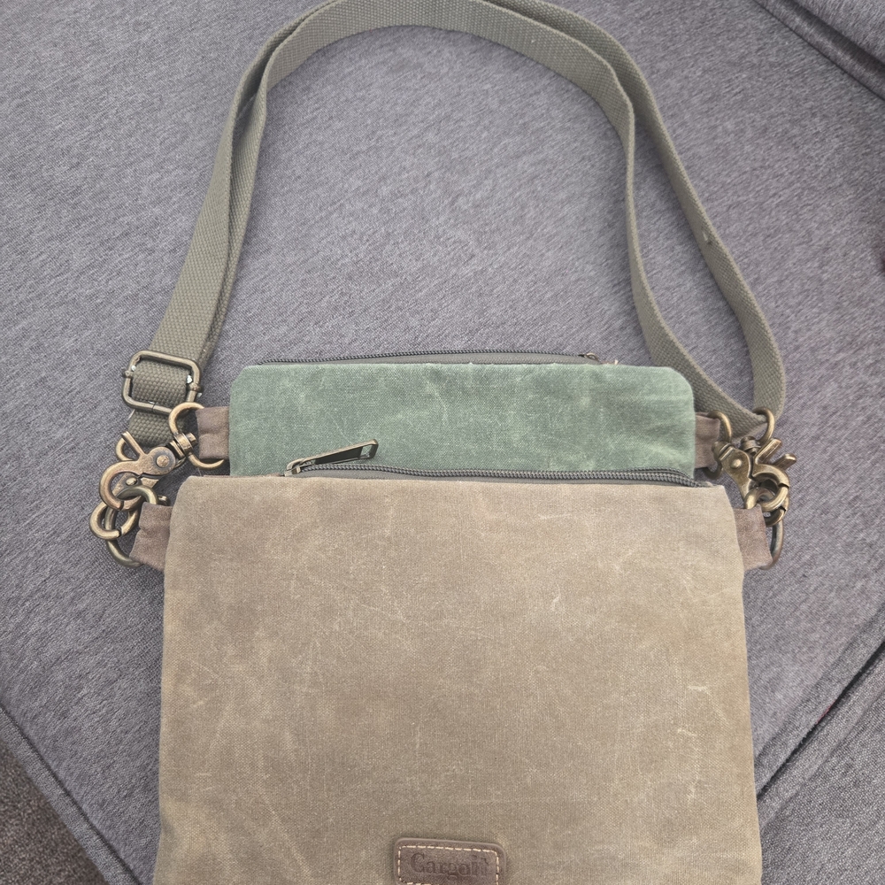 Canvas Crossbody Bag -Cargoit Green and Tan